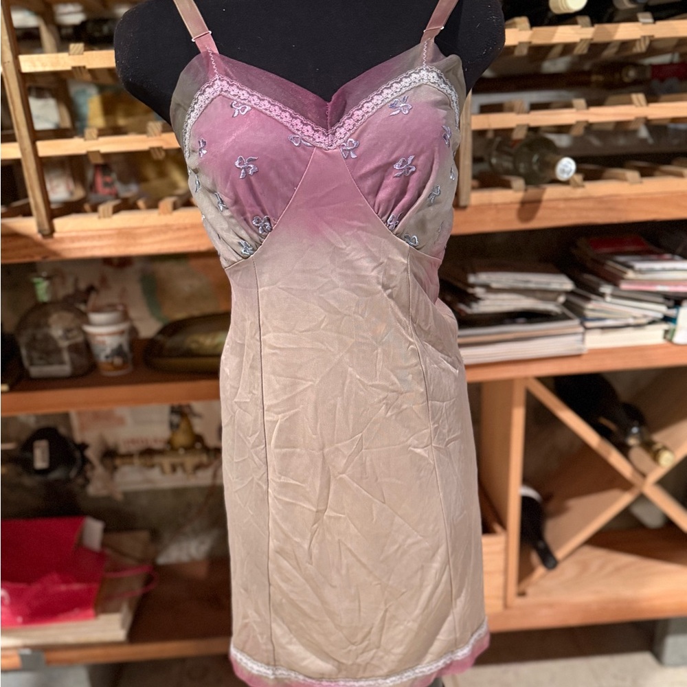 Pink and Soft Blue Vintage Slip Dress - Picture 2 of 5